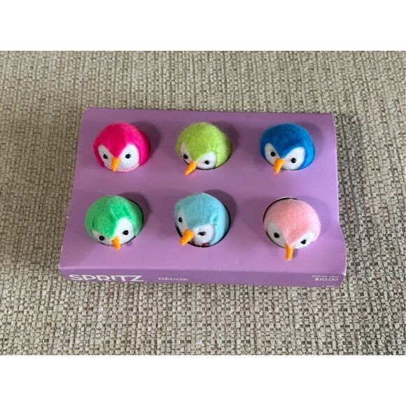 SPRITZ Featherly Friends SET of 6 Mini Fabric Bird in Felt Easter Egg Carton NEW - Picture 3 of 8